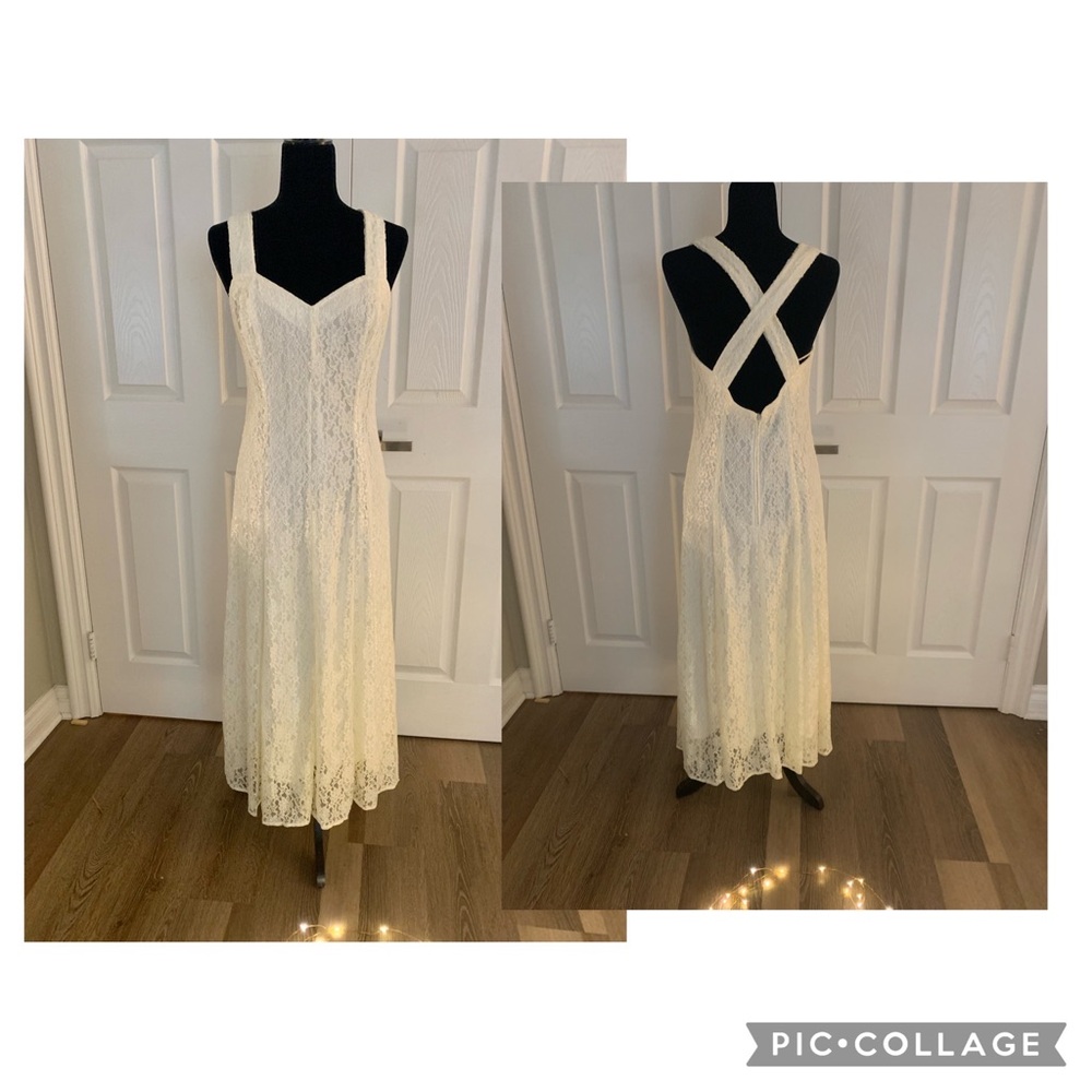 90s Vintage Lace sweetheart maxi formal dress